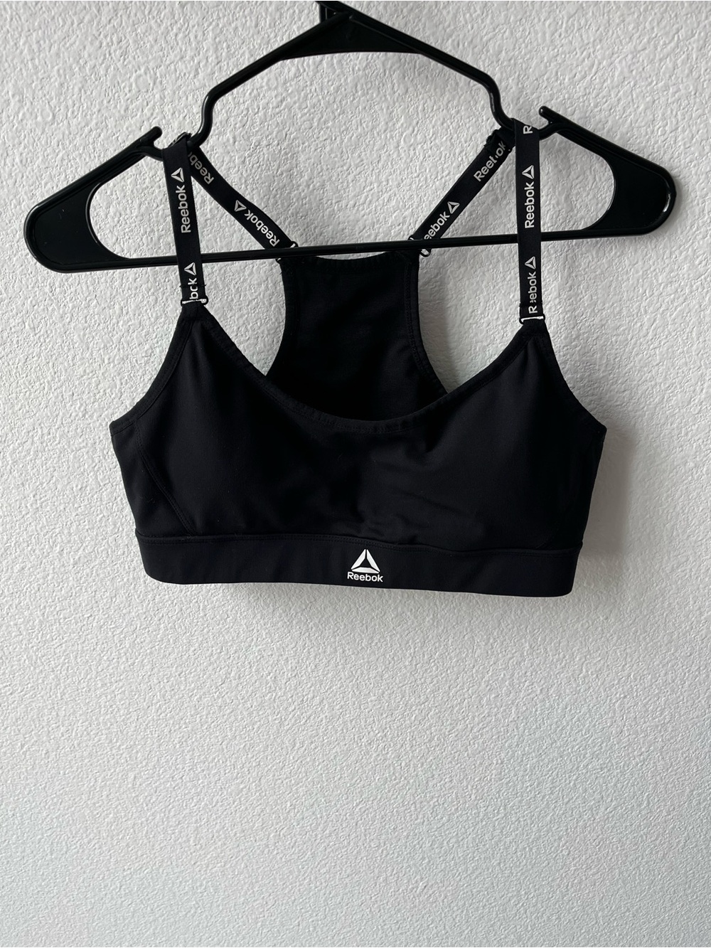 Reebok Black Logo Strap Racerback Sports Bra